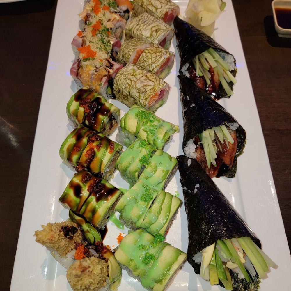 Monster, Out of control, Wasbi, Crazy Friday rolls and Boston and Eel hand rolls.