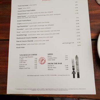 Vin Rouge - Menu on Sunday - French Near Me - Durham, North Carolina Vin Rouge - Menu on Sunday - French Near Me - Durham, North Carolina
