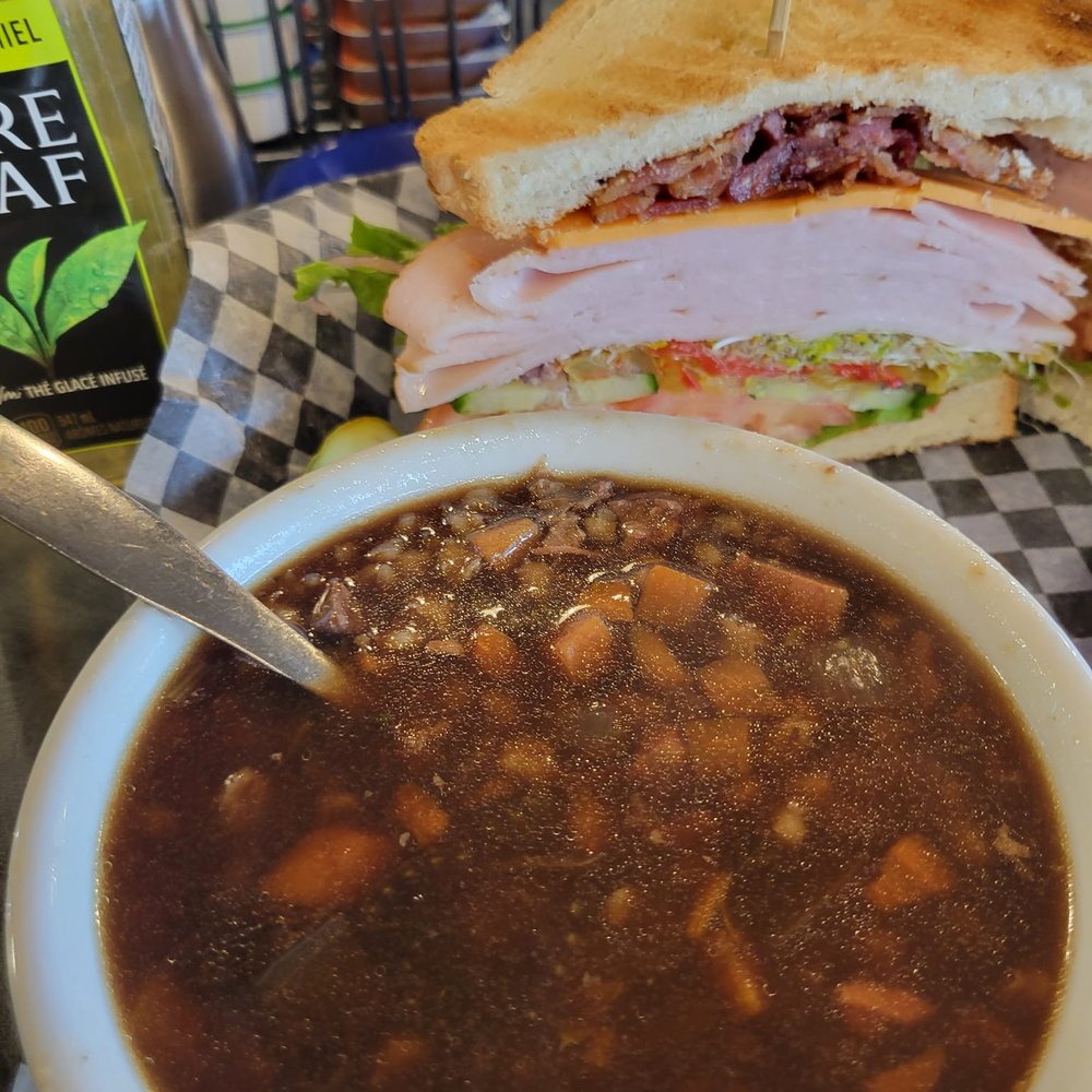 Donna's Eatery - Turkey club with the daily soup - today it was beef barely - Sandwiches Near Me - Edmonton, Alberta Donna's Eatery - Turkey club with the daily soup - today it was beef barely - Sandwiches Near Me - Edmonton, Alberta