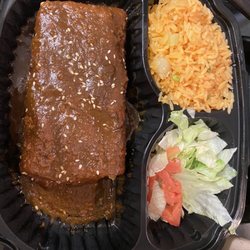 Casa Blanca Mexican Restaurant - North Billerica - Carnitas pork chimichanga with mole sauce.