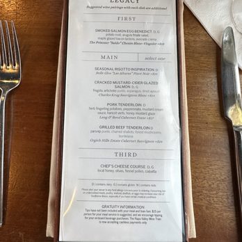 Napa Valley Wine Train - Menu - New American Near Me - Napa, California