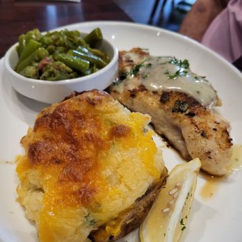 Dons Seafood - Lafayette - Stuffed Catfish stuffed with crabmeat.  Potato au gratin and green beans. - Seafood Near Me - Lafayette, Louisiana