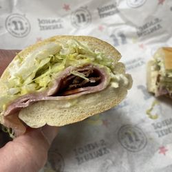 Jimmy John's - This is my j j Cuban sandwich. Paid for extra ham Mayo mustard and asked for lettuce. Got the lettuce correct.