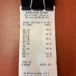Bargain King - The total I paid for the items