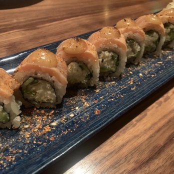 Roka Akor - Salmon with Seared King Salmon and Dungeness Crab Roll* - Sushi Bars Near Me - San Francisco, California Roka Akor - Salmon with Seared King Salmon and Dungeness Crab Roll* - Sushi Bars Near Me - San Francisco, California