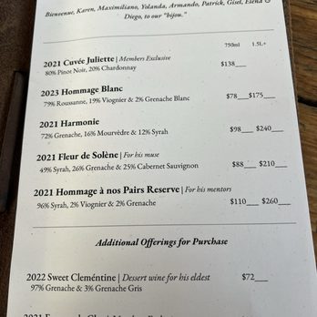 Clos Solène Winery - Menú - Wine Tasting Room Near Me - Paso Robles, California