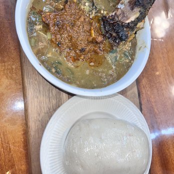 OSU R.E Grill - Banku/Okro soup with grilled mackerel - African Near Me - Bronx, New York OSU R.E Grill - Banku/Okro soup with grilled mackerel - African Near Me - Bronx, New York