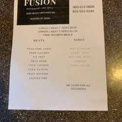 Fusion Restaurant and Grill Soul Food - Menu
