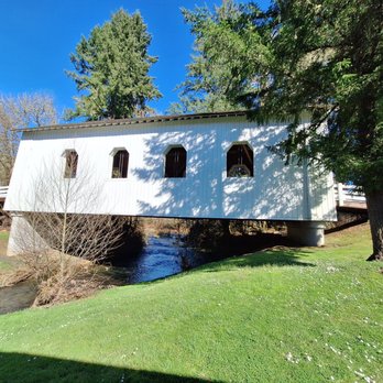 Ritner Creek Covered Bridge - Full length of bridge - Landmarks & Historical Buildings Near Me - Monmouth, Oregon Ritner Creek Covered Bridge - Full length of bridge - Landmarks & Historical Buildings Near Me - Monmouth, Oregon