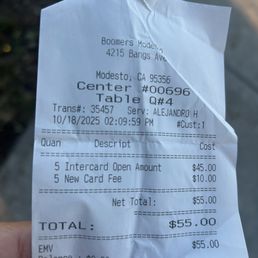 The first employee messed up reloading our cards, manager came and "fixed" it, charging us for new cards.