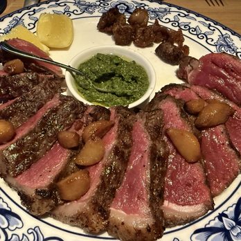 Rocca - Our akaushi wagyu beef strip steak cooked medium rare! Amazing taste! - Italian Near Me - Tampa, Florida