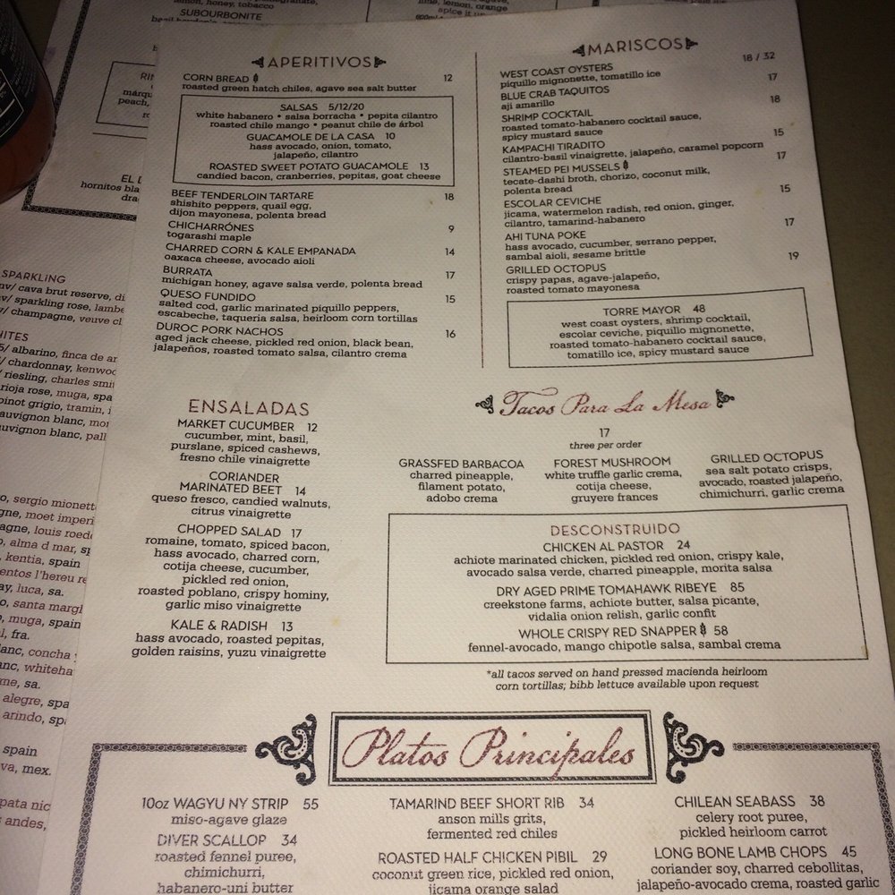 Barrio - 10.25.17 menu - Mexican Near Me - Chicago, Illinois