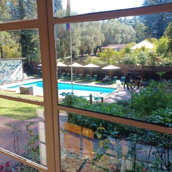 Highlands Resort - View from the music room to the pool - Resorts Near Me - Guerneville, California Highlands Resort - View from the music room to the pool - Resorts Near Me - Guerneville, California