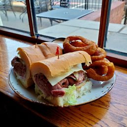 Roast Beef Grinder with Onion Rings