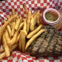 Magnolia's Grill and Bar - 1/2 pound burger & fries (portions are amazing and incredibly - reasonably priced)
