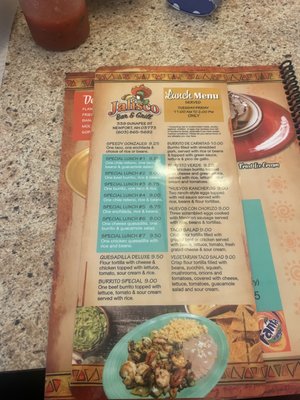 Menu photo 5 Jalisco Bar & Grill Newport, NH
