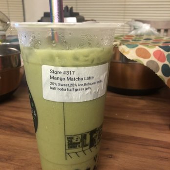 TeaZenTea Fremont - Switching it up! Mango Matcha Latte w/Oatmilk - Bubble Tea Near Me - Fremont, California