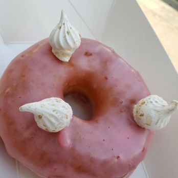 The Goods - Raspberry champagne donut with meringue and gold flakes. - Donuts Near Me - Carlsbad, California The Goods - Raspberry champagne donut with meringue and gold flakes. - Donuts Near Me - Carlsbad, California