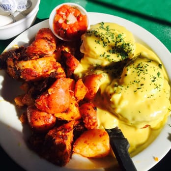 Mrs. Olson's Coffee Hut - Crab cake benedict with potatoes - American Near Me - Oxnard, California Mrs. Olson's Coffee Hut - Crab cake benedict with potatoes - American Near Me - Oxnard, California