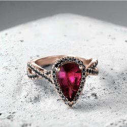 Devon Fine Jewelry - Black diamond & Pink Tourmaline engagement ring from Noam Carver