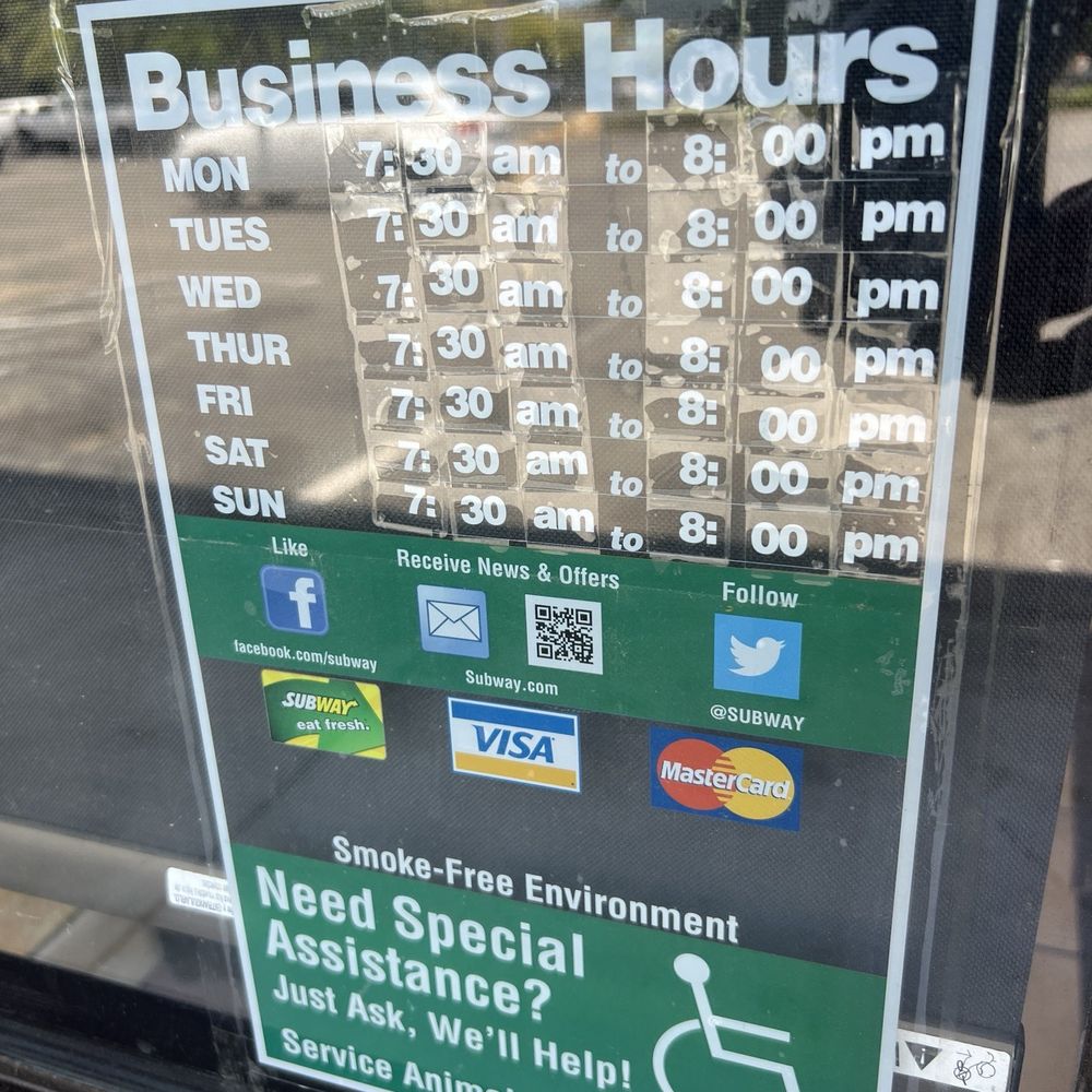 Subway - 6/16/24 Business hours - Sandwiches Near Me - Vacaville, California