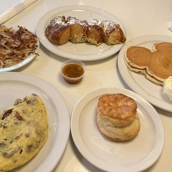 JT's Diner - Omelet w/fruit and biscuit, Famous Croissant French Toast, Kids Mickey Pancake - American Near Me - Palm Desert, California