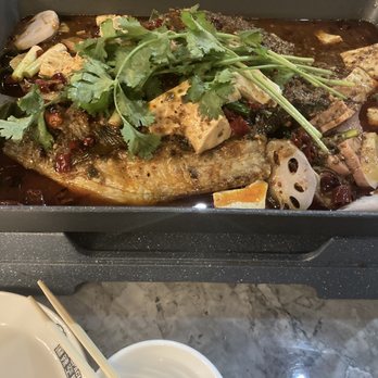 Hot Space Grilled Fish - big mouth bass with spicy tofu pudding flavor - Szechuan Near Me - Flushing, New York