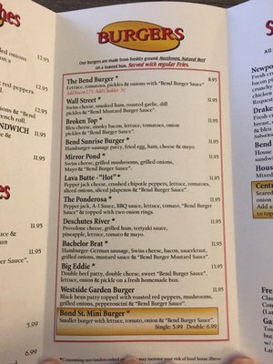 Menu photo 7 Bend Burger Bend, OR