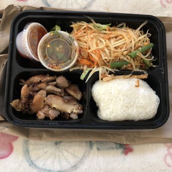 Beelicious Thai Cuisine - BBQ chicken, papaya salad and sticky rice combo - Thai Near Me - La Pine, Oregon Beelicious Thai Cuisine - BBQ chicken, papaya salad and sticky rice combo - Thai Near Me - La Pine, Oregon