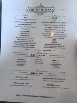 Menu photo 1 Kobrick Coffee New York, NY Menu photo 1 Kobrick Coffee New York, NY