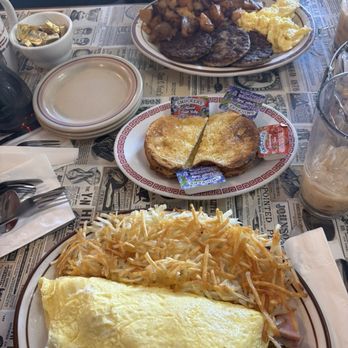 Edelweiss Restaurant 2 - Denver omelet/hashbrowns with sour dough bread. My sister got country potatoes scrambled eggs and delicious sausage. - Breakfast & Brunch Near Me - Auburn, California