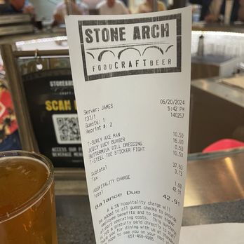Stone Arch - Service bill, included 4.5% service charge - American Near Me - St Paul, Minnesota Stone Arch - Service bill, included 4.5% service charge - American Near Me - St Paul, Minnesota