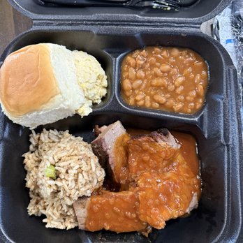 Famous Foods - Brisket lunch plate. - Barbeque Near Me - Lake Charles, Louisiana
