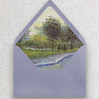 Cotton Ink - Lavender envelope with liner of landscape scene of Voyer d'Argenson Park at Asnières. - Printing Services Near Me - Rocky River, Ohio