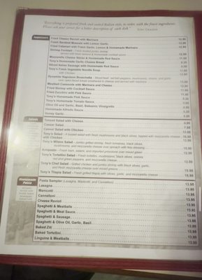 Menu photo 3 Tony's Italian Kitchen Greenville, TX