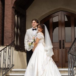 Dress Me Bridal Boutique - Wedding dress ( she added sleeve, bustle, bow, fixed stains, added buttons, and cinched waist,  steamed/pressed & grooms suit (steamed)