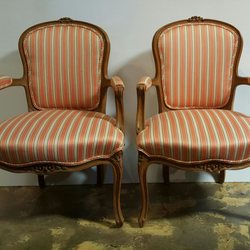 Pair Vintage Petite French arm chairs
