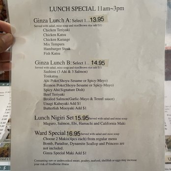 Ginza Sushi - Lunch special menu - Sushi Bars Near Me - Honolulu, Hawaii Ginza Sushi - Lunch special menu - Sushi Bars Near Me - Honolulu, Hawaii