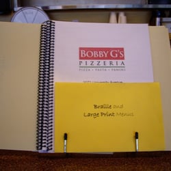 Bobby G's Pizzeria - Braille menu