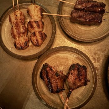 Double Knot - Robatayaki   Japanese Scallop (Top Left) Lamb Chop  (Bottom) Kobe Beef  (Top Right) - Sushi Bars Near Me - Philadelphia, Pennsylvania