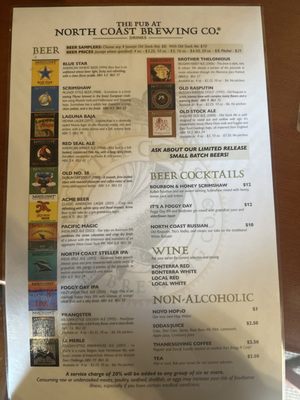 Menu photo 1 The Pub at North Coast Brewing Fort Bragg, CA Menu photo 1 The Pub at North Coast Brewing Fort Bragg, CA