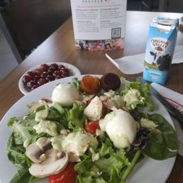 salad bar creation, one of each mini muffin, side o grapes, and milk pouch salad bar creation, one of each mini muffin, side o grapes, and milk pouch