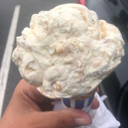 Sea Salt Caramel Nut Single "Kiddie" Scoop on a sugar cone Sea Salt Caramel Nut Single "Kiddie" Scoop on a sugar cone