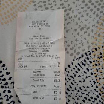 The Eye Street Grill - Verified receipt lol - Sandwiches Near Me - Washington, DC, District of Columbia The Eye Street Grill - Verified receipt lol - Sandwiches Near Me - Washington, DC, District of Columbia