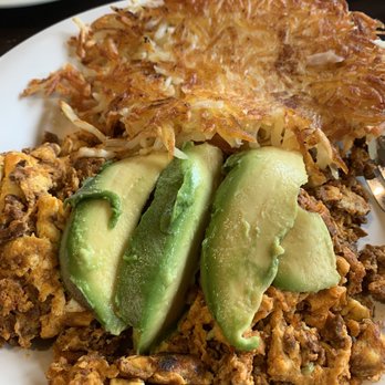 Cajun Kitchen Cafe - Soyrizo and Eggs plate add Avacado - Breakfast & Brunch Near Me - Goleta, California