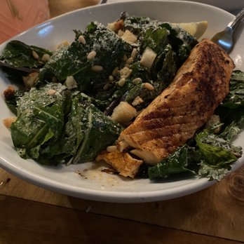 Eureka! - Blackened Salmon Kale Caesar Salad - American Near Me - Fresno, California