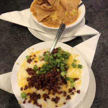 Chicks On The Square - Baked potato soup and chicken tortilla soup - Burgers Near Me - Macomb, Illinois