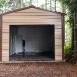 Itiel's Carports & Metal Buildings - 14 ga Vertical 14'x24'x10, fully enclosed, walking door, 10x8 front end-wall frame out,