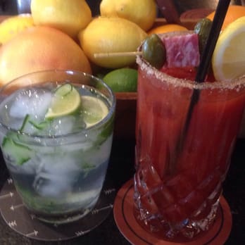 Saint & Second - Cucumber Lime water and extra spicy S&S Bloody Mary. - New American Near Me - Long Beach, California
