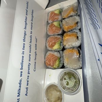 Mikado - Salmon Avocado Roll and spicy Spicy Crunchy Scallop Roll - Sushi Bars Near Me - New York, New York Mikado - Salmon Avocado Roll and spicy Spicy Crunchy Scallop Roll - Sushi Bars Near Me - New York, New York